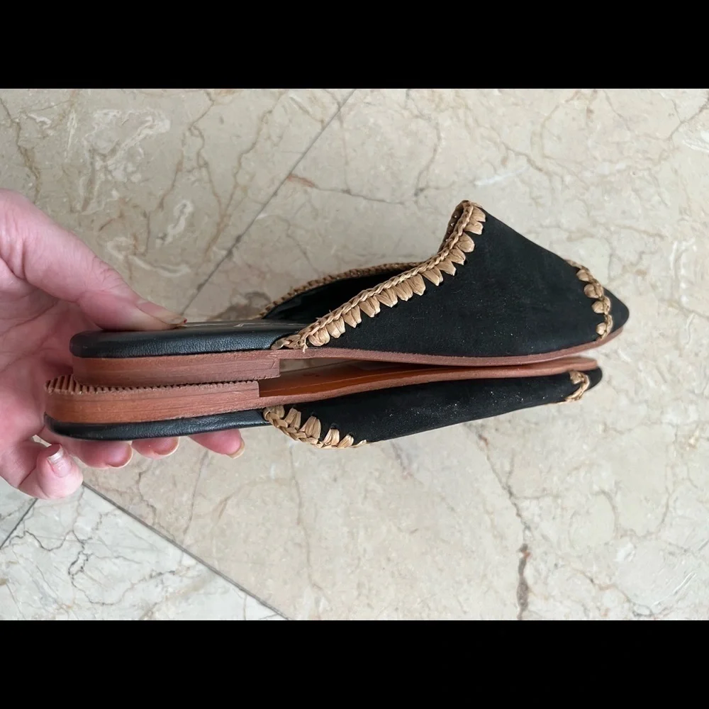 Free People San Marino Black Suede Leather Mules Slides